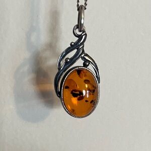 Sterling silver amber necklace